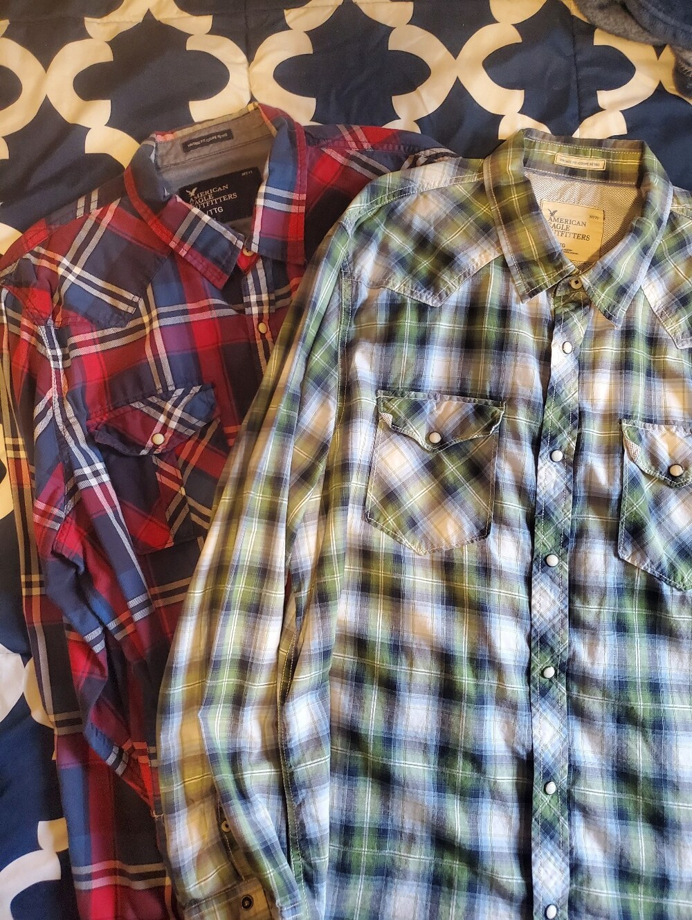 American Eagle Outfitters Plaid Button-Down Western Shirts